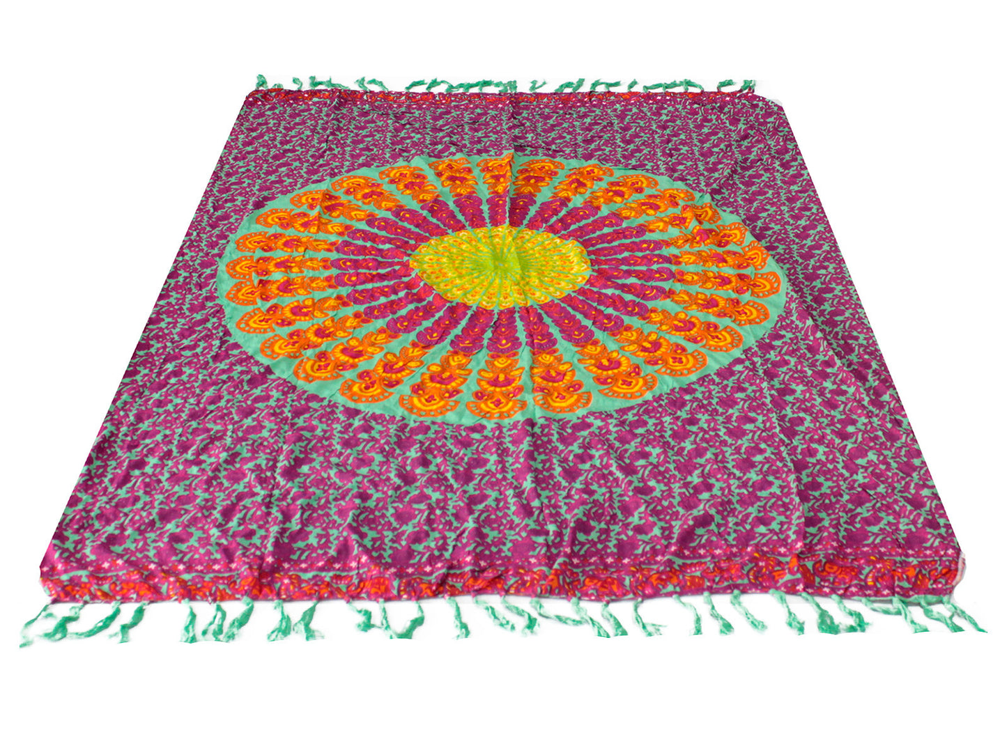 Pareo Mandala Verde Azulado & Morado- 100 x 140