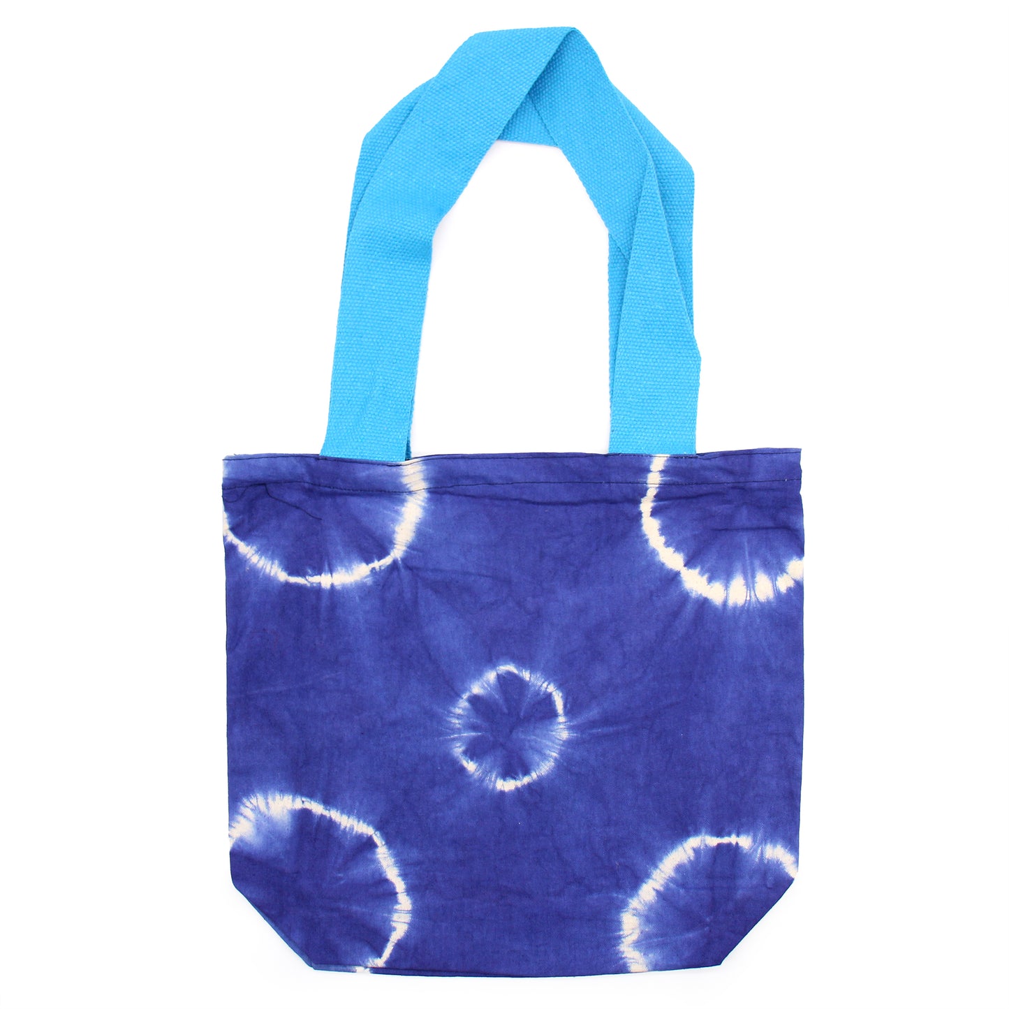 Bolsa de Algodón Natural- 38x42x12cm - Anillos Azules- Asa Azul