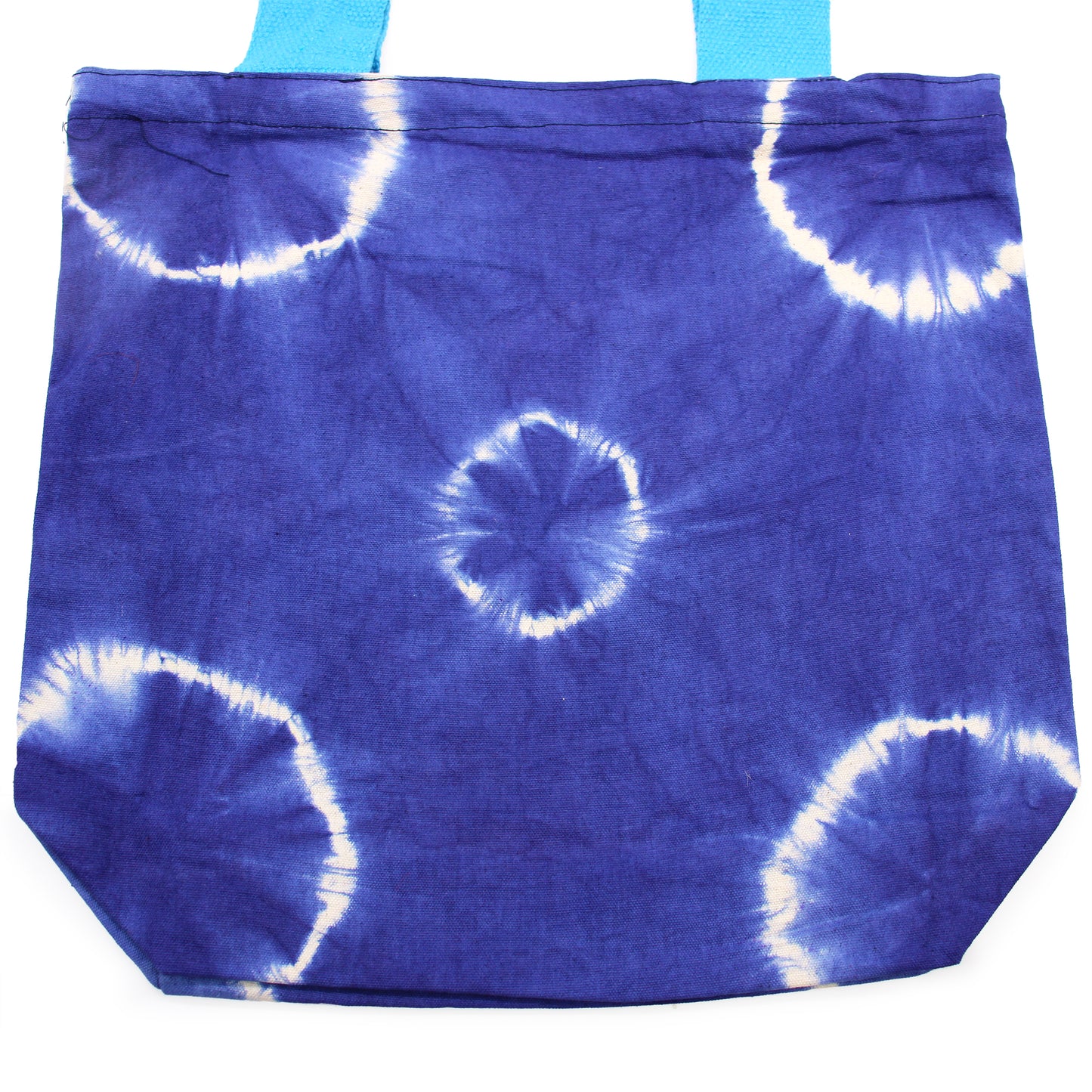 Bolsa de Algodón Natural- 38x42x12cm - Anillos Azules- Asa Azul