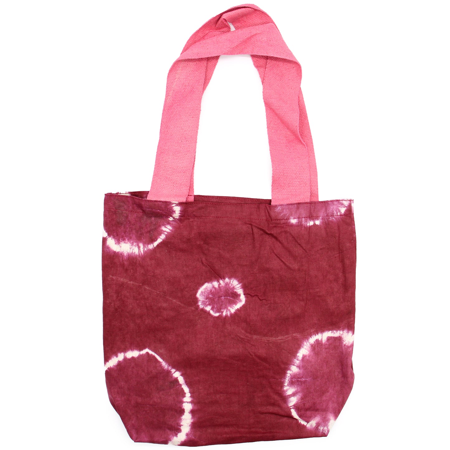 Bolsa de Algodón Natural - 38x42x12cm - Anillos Granate - Asa Rosa