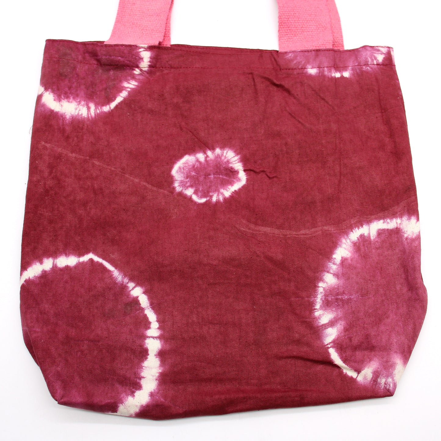 Bolsa de Algodón Natural - 38x42x12cm - Anillos Granate - Asa Rosa