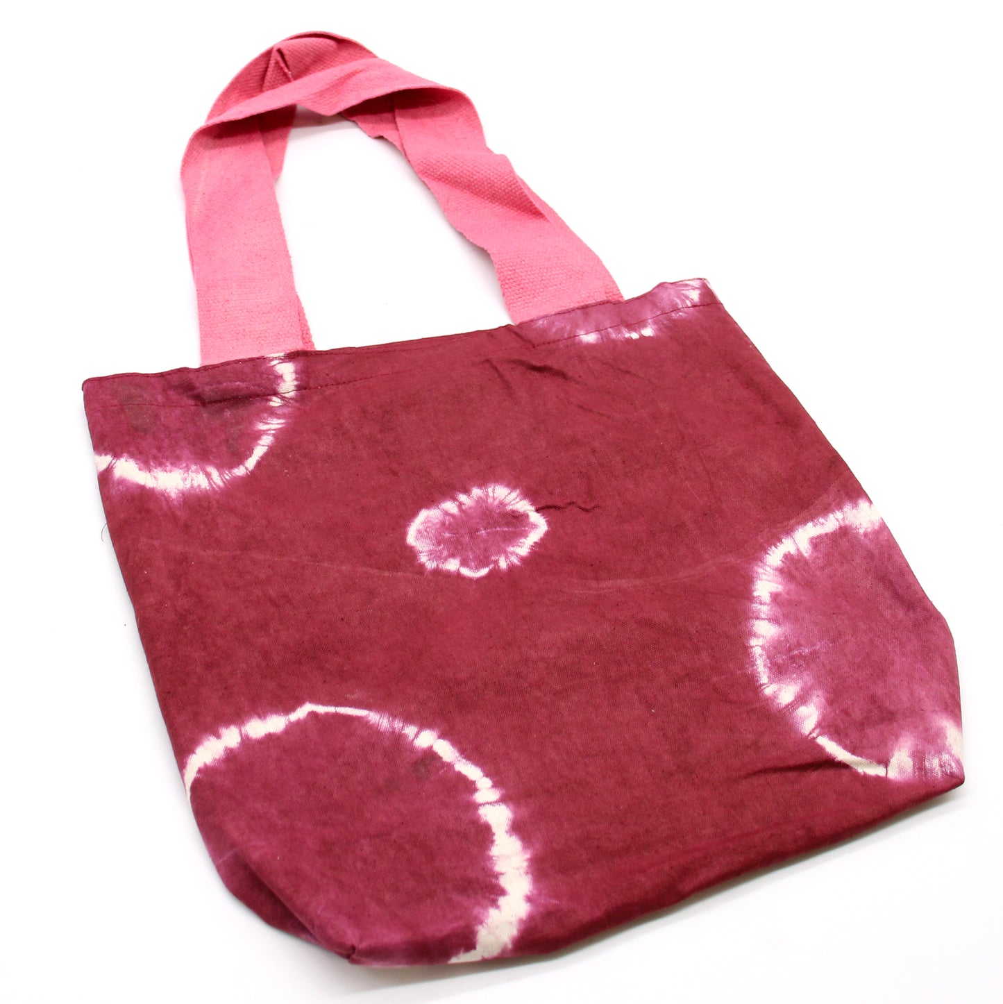 Bolsa de Algodón Natural - 38x42x12cm - Anillos Granate - Asa Rosa