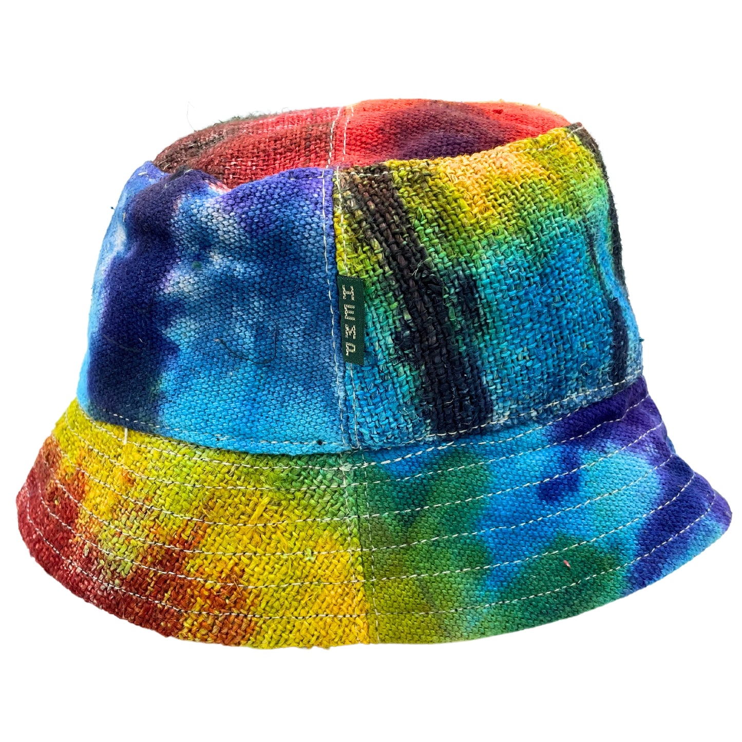 Sombrero boho de cáñamo y algodón con parches - Tiedye