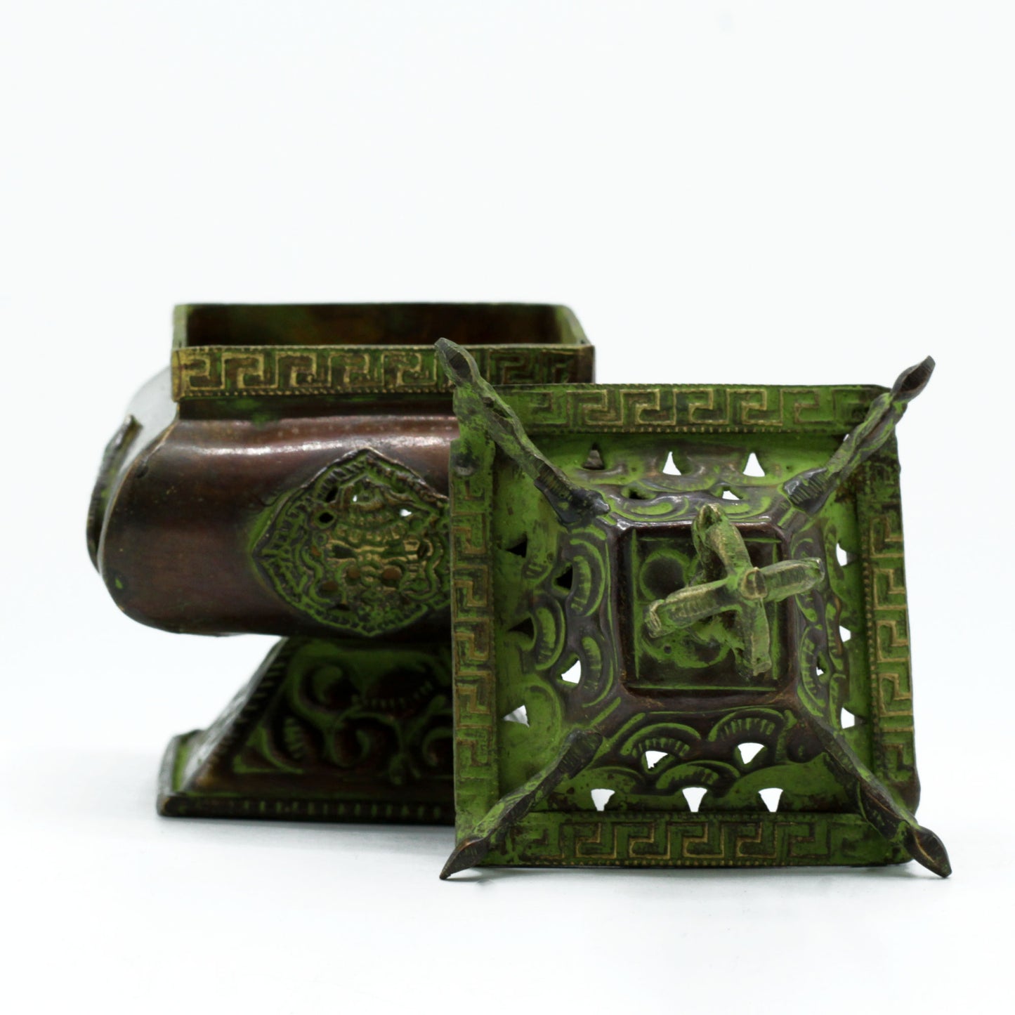 Quemador Tibetano de Latón Verdigris