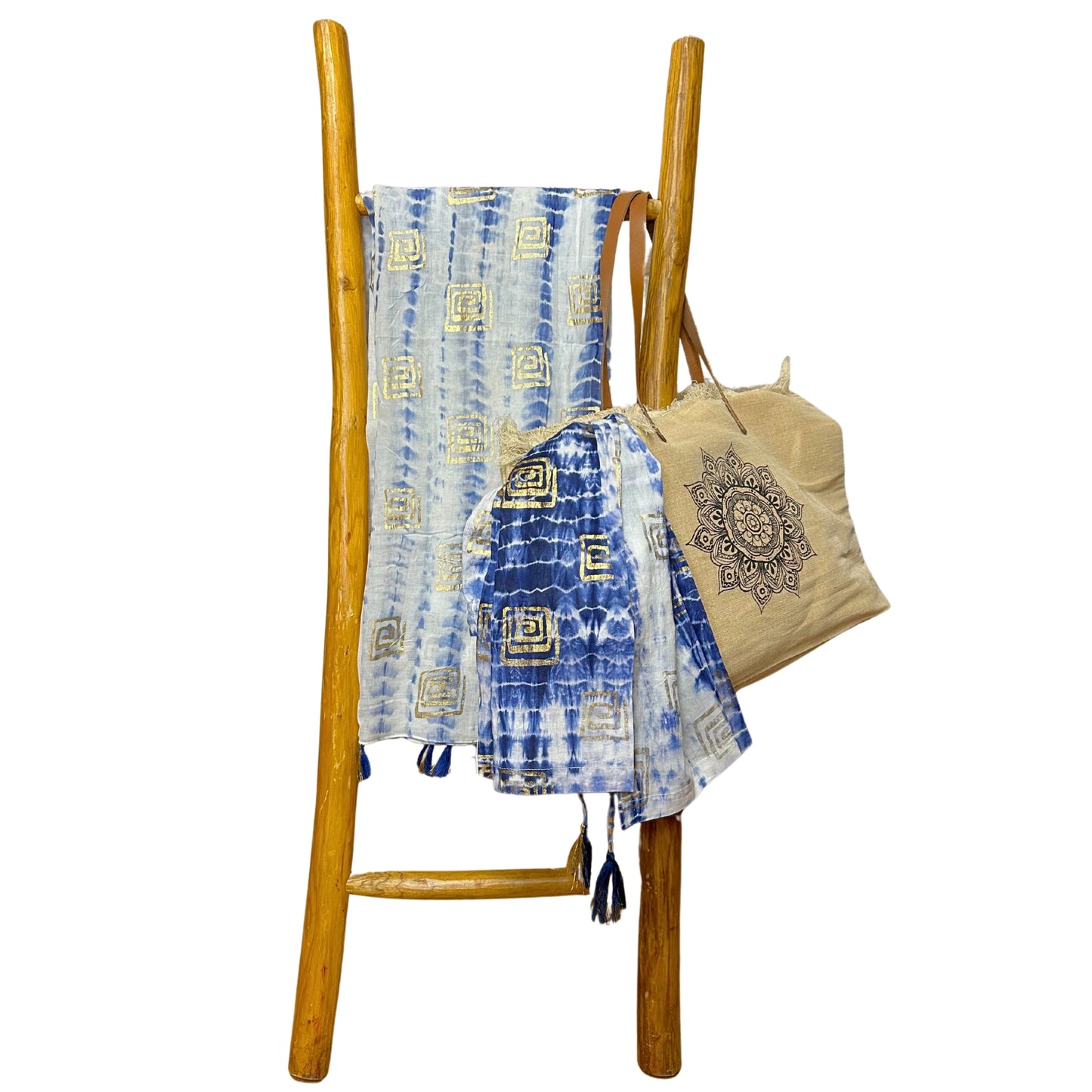 Pareo - Azul Teñido Anudado & Estampado-175 x 115 cm