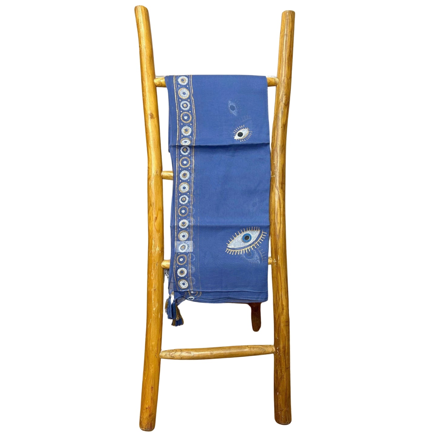 Pareo - Diseño del Ojo Maligno en Azul Rico y Dorado -175 x 115 cm