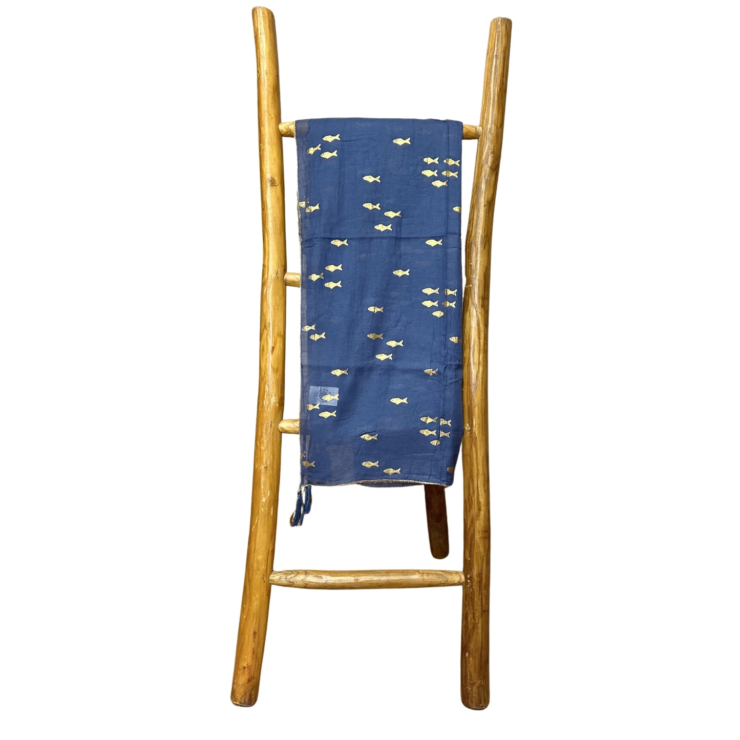 Pareo - Diseño de Peces en Azul Marino y Oro- 175 x 115 cm