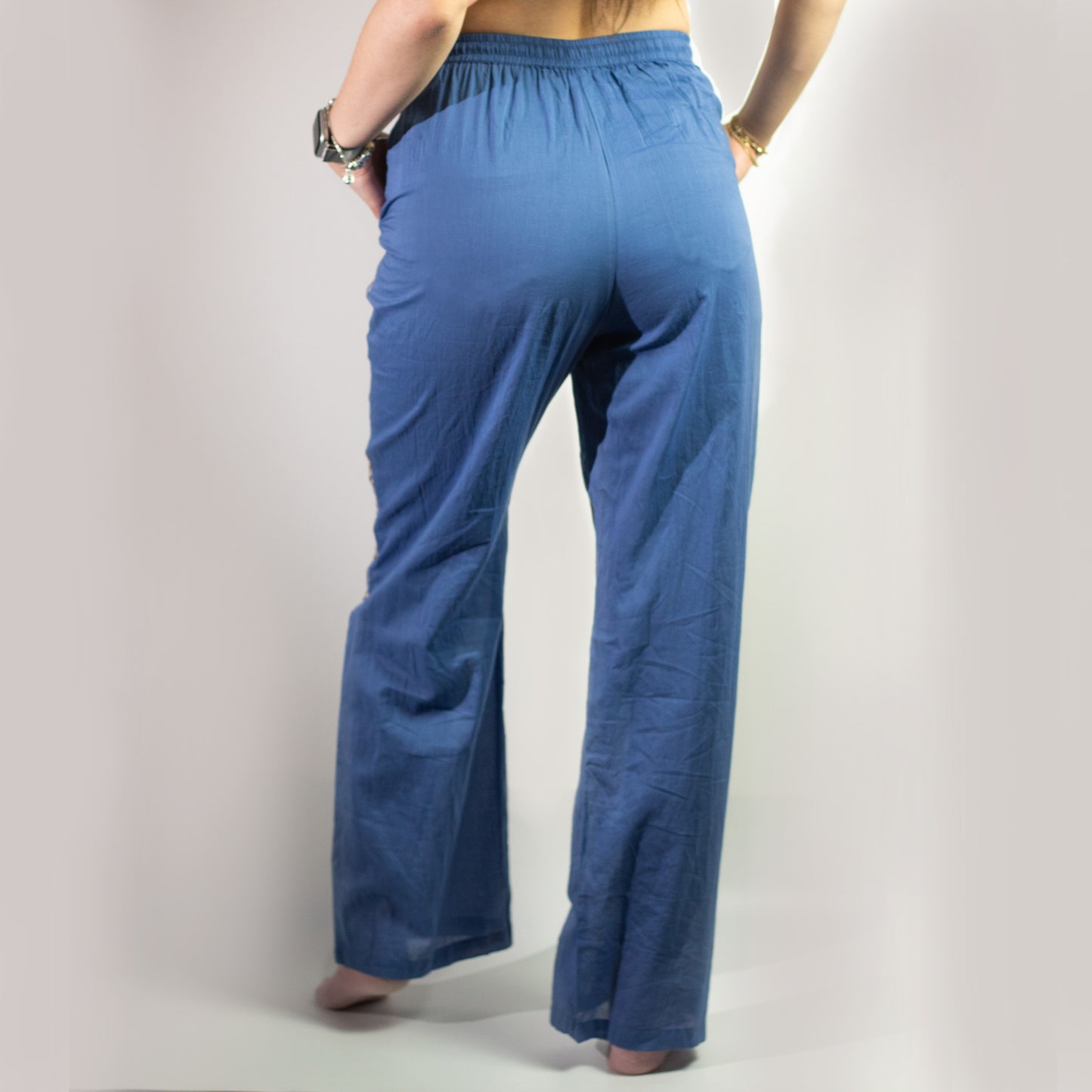 Pantalones - Diseño del Ojo Maligno en Azul Rico y Oro