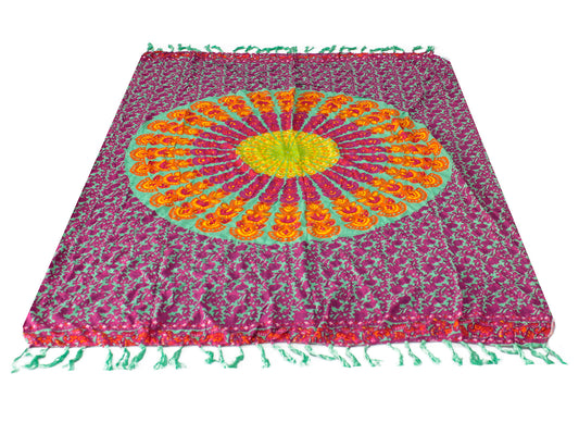 Pareo Mandala Verde Azulado &amp; Morado- 100 x 140