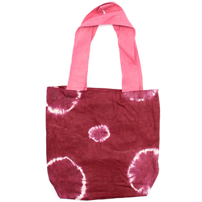 Bolsa de Algodón Natural - 38x42x12cm - Anillos Granate - Asa Rosa