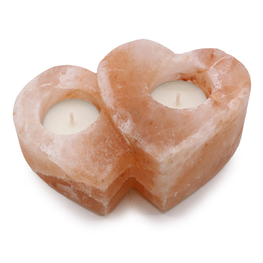 Portavelas de Sal natural del Himalaya-Doble Corazón 1Kg