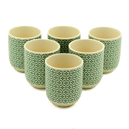 6x Tazas de te - Mosiaco verde