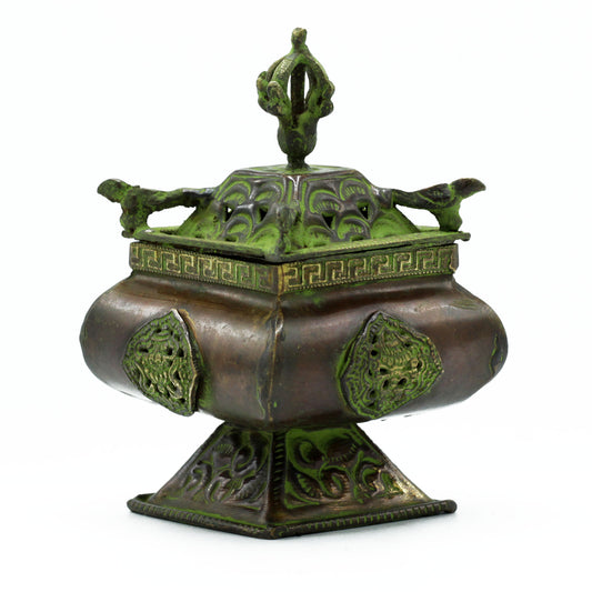 Quemador Tibetano de Latón Verdigris