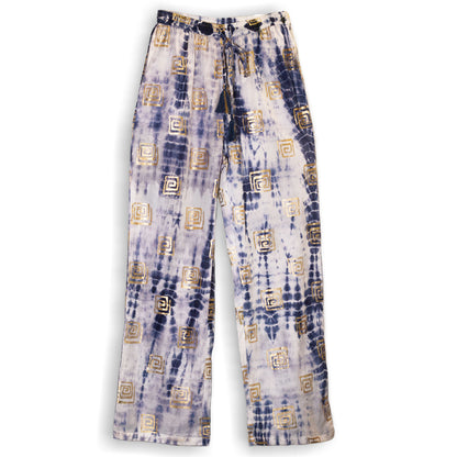 Pantalones - Motivo Griego en Oro y Azul