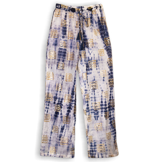 Pantalones - Motivo Griego en Oro y Azul